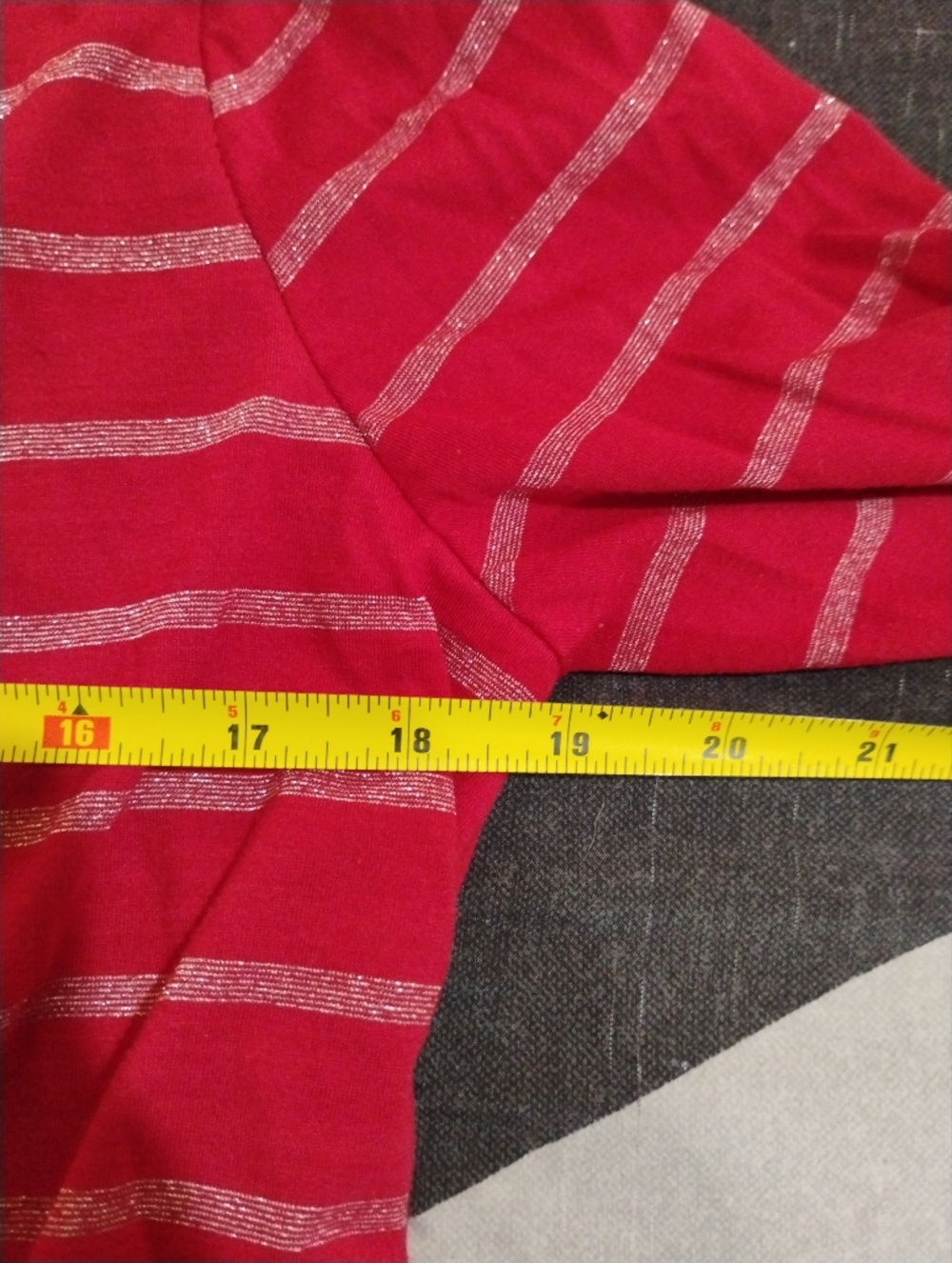 White Stag Red Tank With Built In Red Striped Open Cardigan with Silver Thread - Picture 10 of 11